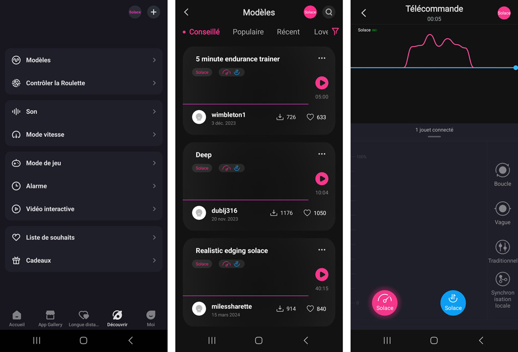 Fonctionnalités de l’application Lovense Remote